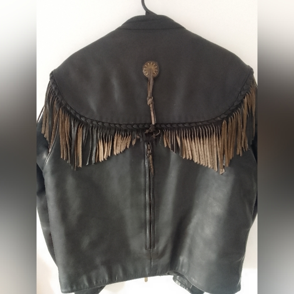 Vintage  Harley Davidson Willie G Collection Leather Fringe Moto Jacket Size 42